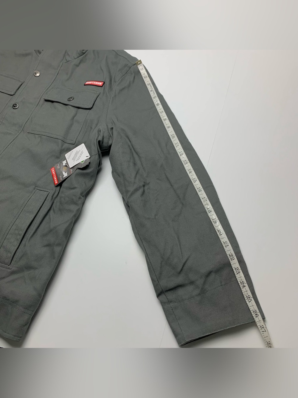 Craftsman Canvas Work Jacket Gray Heavy Duty Fleece Lined Coat Mens Size XL - Picture 8 of 11